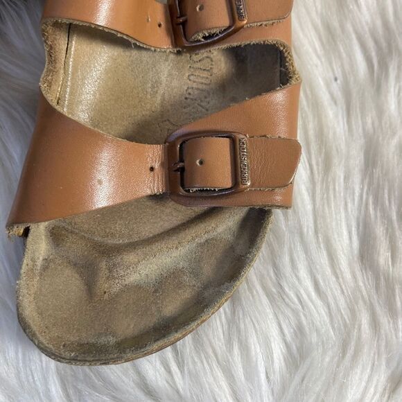 Birkenstock Arizona Tan Leather Sandals Size 7/6-6.5 - Picture 3 of 7